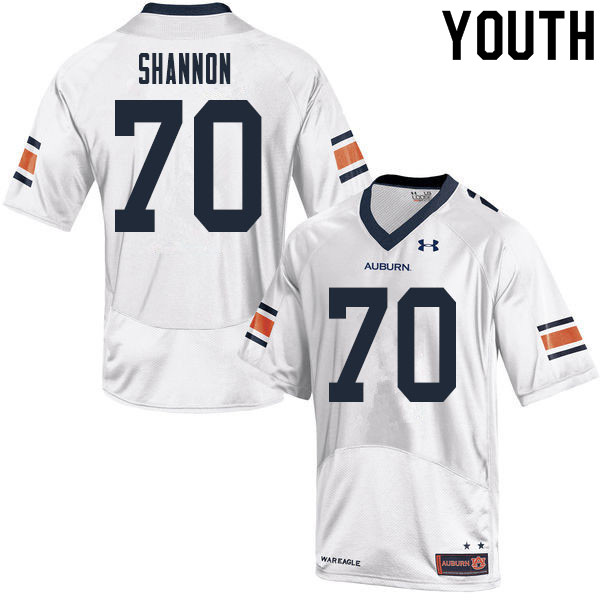 Auburn Tigers Youth David Shannon #70 White Under Armour Stitched College 2020 NCAA Authentic Football Jersey BLQ6674FB